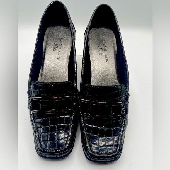 Ak Anne Klein Aklonna Vintage iflex, black croc print loafer, size 7.5 - Picture 1 of 6